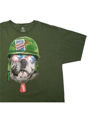 Stars & Stripes Winning Fights T-Shirt XL READ Patriotic Bulldog Helmet Dog Tag